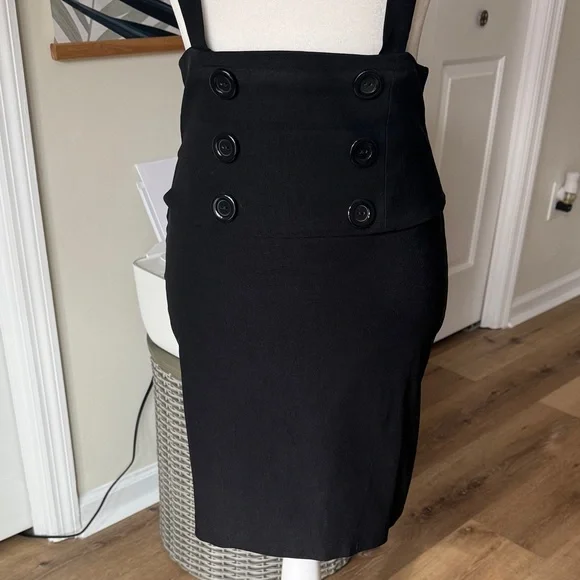 Wet Seal Black Pencil Skirt with Suspenders - Picture 2 of 8